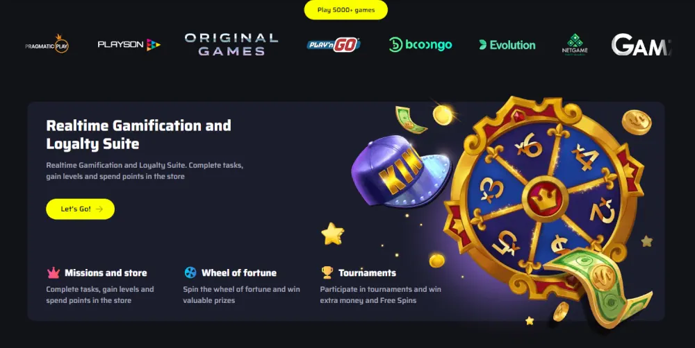 Интерфейс за реално време на BDM Bet с геймификация, лоялни награди и колело на късмета.